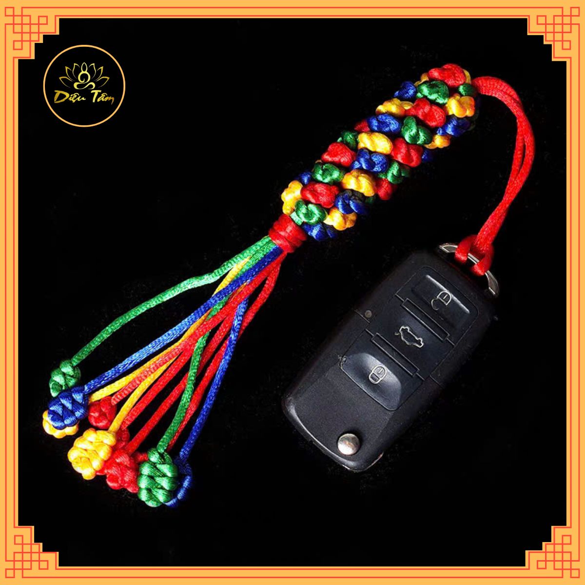 Dây treo chỉ ngũ sắc cát tường thủ công Tây Tạng may mắn bình an trang trí treo xe, móc khóa ban thờ Mật Tông