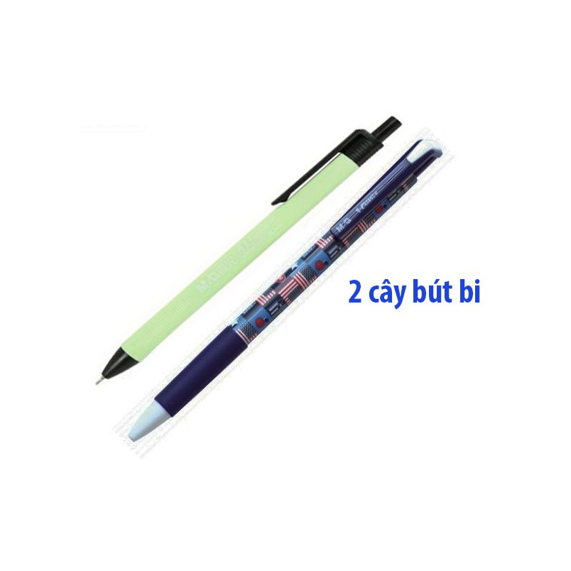 Combo 2 bút bi M&amp;G bút bi nhiều hình &amp; bút bi TR1- mực xanh-ABPY0872B+ABPW3079-2 cây