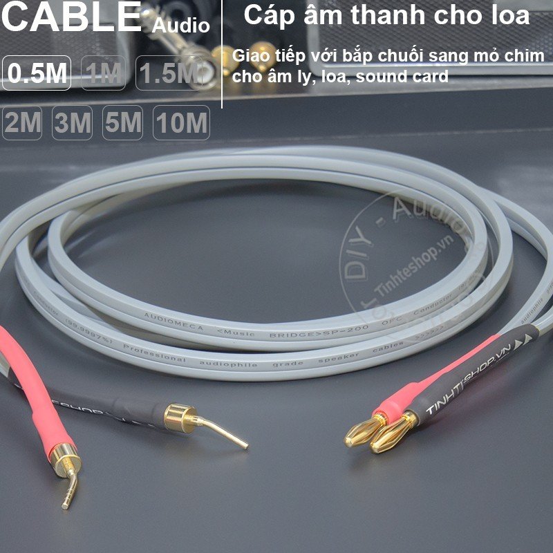 Cáp loa đầu bắp chuối mỏ chim 1 vế DIY 0.5 đến 10 mét - DIY 5N copper speaker cable with banana jack