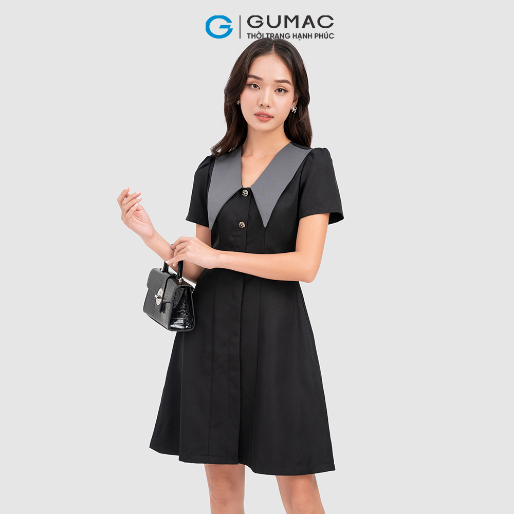 Đầm kết nút GUMAC DC11081 phối cổ thời thượng