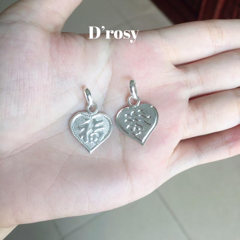 Mặt dây chuyền bạc hình chữ Phúc dạng dẹt chuẩn bạc ta nguyên chất có bảo hành