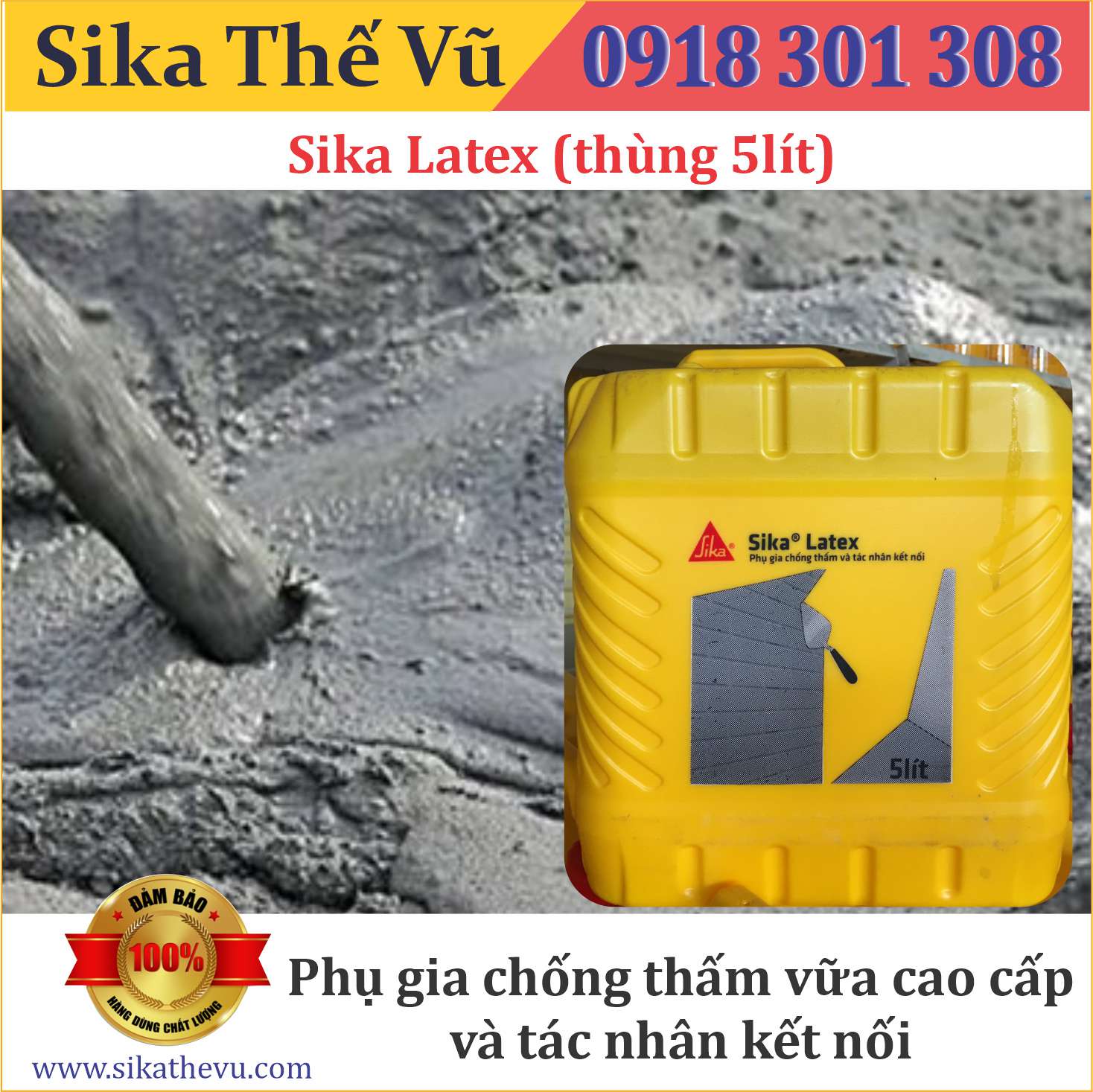 Phụ gia chống thấm vữa cao cấp và tác nhân kết nối - Sika Latex (thùng 5lít)