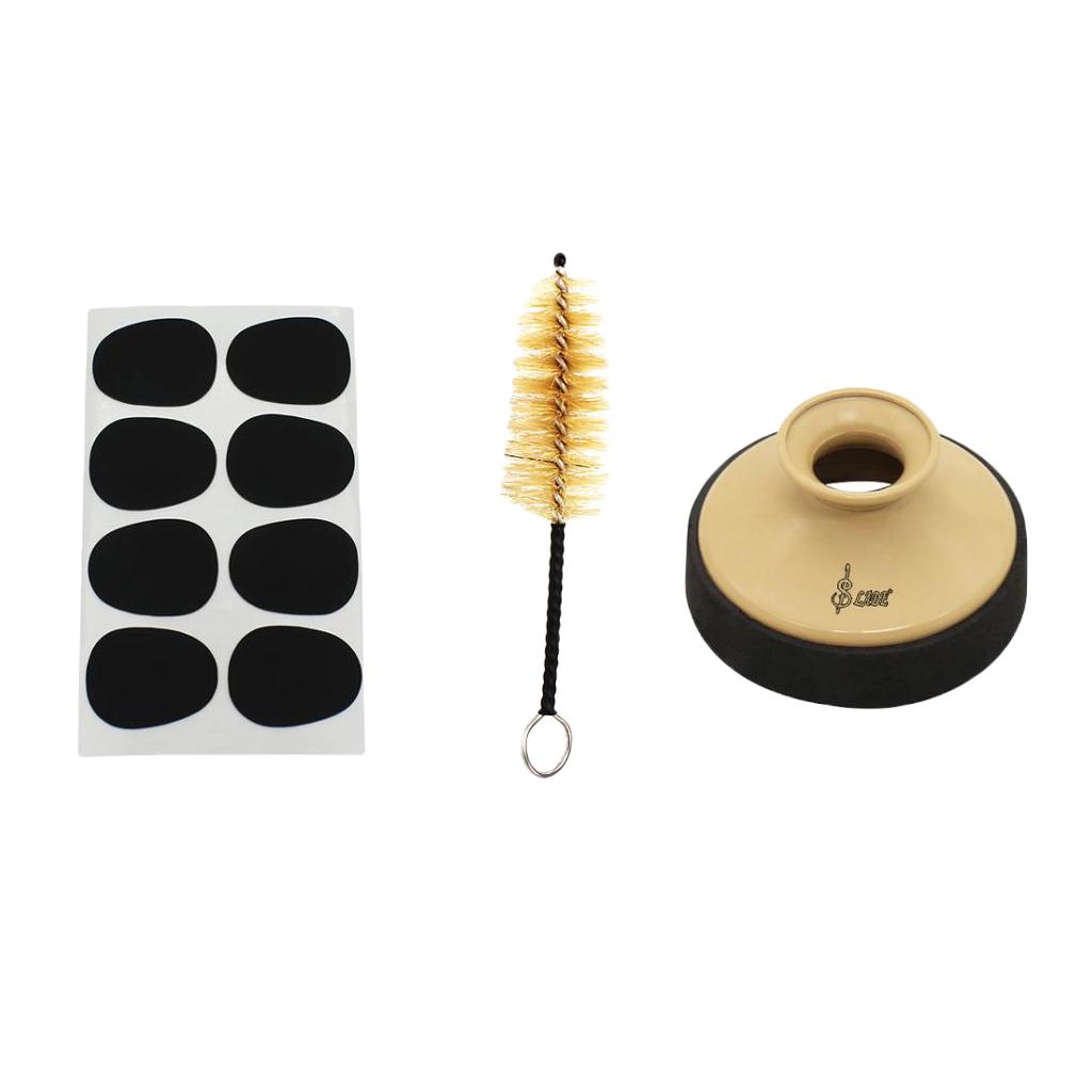 Sunnimix Alto Saxphone Sax Tắt Tiếng Ống Hãm Thanh Kẹp Miệng Miếng Dán Miếng Lót Cơ Quan Ngôn Luận Bàn Chải