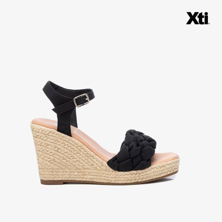 Giày Đế Xuồng Nữ XTI Black Pu Ladies Sandals