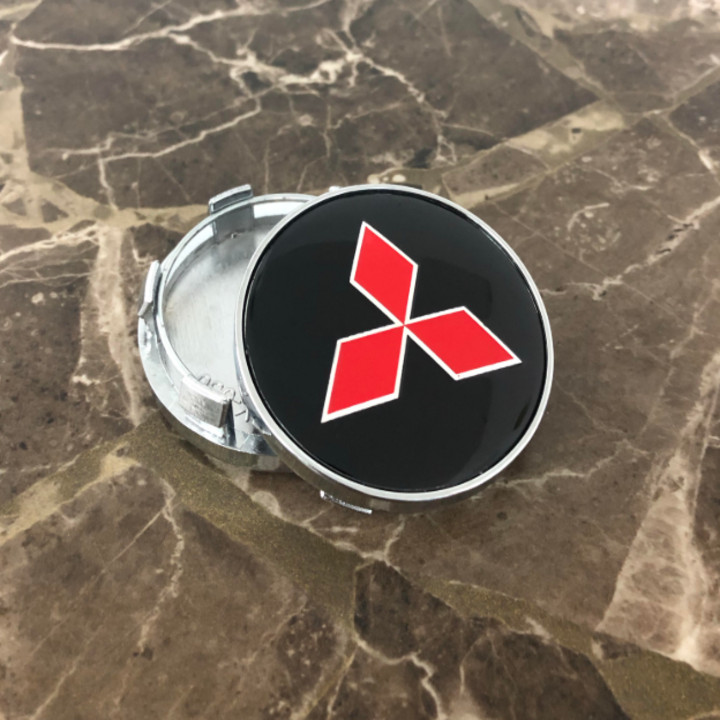 Logo chụp mâm bánh xe ô tô, xe hơi dùng cho xe Mitsubishi đường kính 60MM