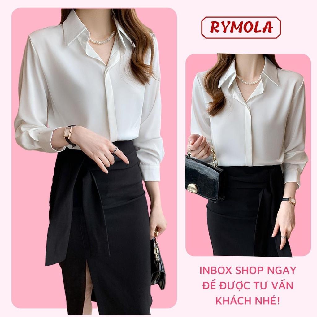 Áo Sơ Mi Nữ Công Sở Màu Trắng Cổ Đức MOLA Kiểu Hàn Quốc Vintage Ulzzang Form Rộng Dài Tay Đẹp Chất Lụa Cao Cấp A2T
