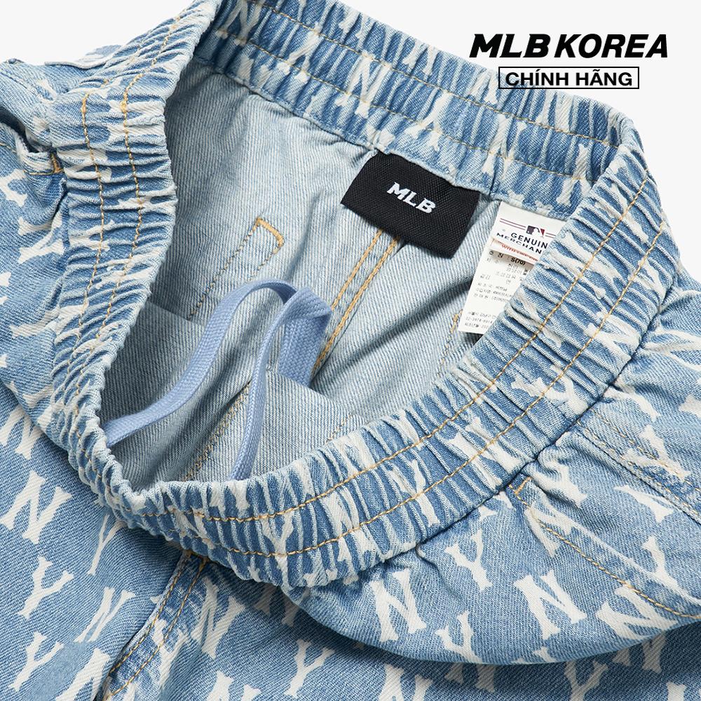 MLB - Quần shorts jeans lưng thun Monogram 3ADPM4023-50BLL