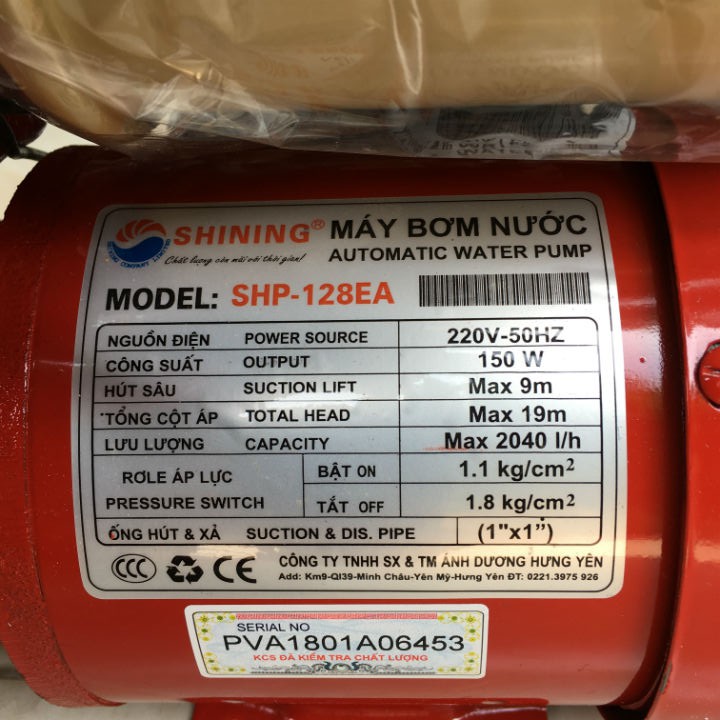 MÁY BƠM NƯỚC TĂNG ÁP TỰ ĐỘNG SHINING SHP-128EA