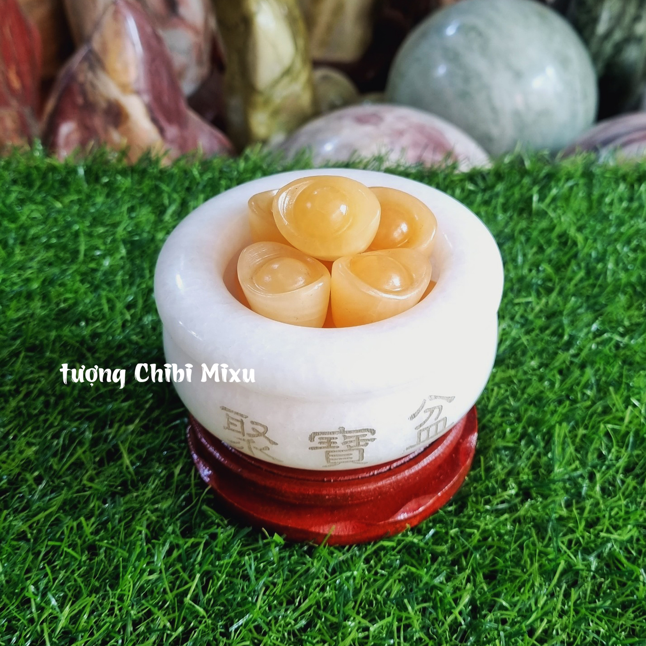 Bát Tụ Bảo bạch ngọc size 10cm