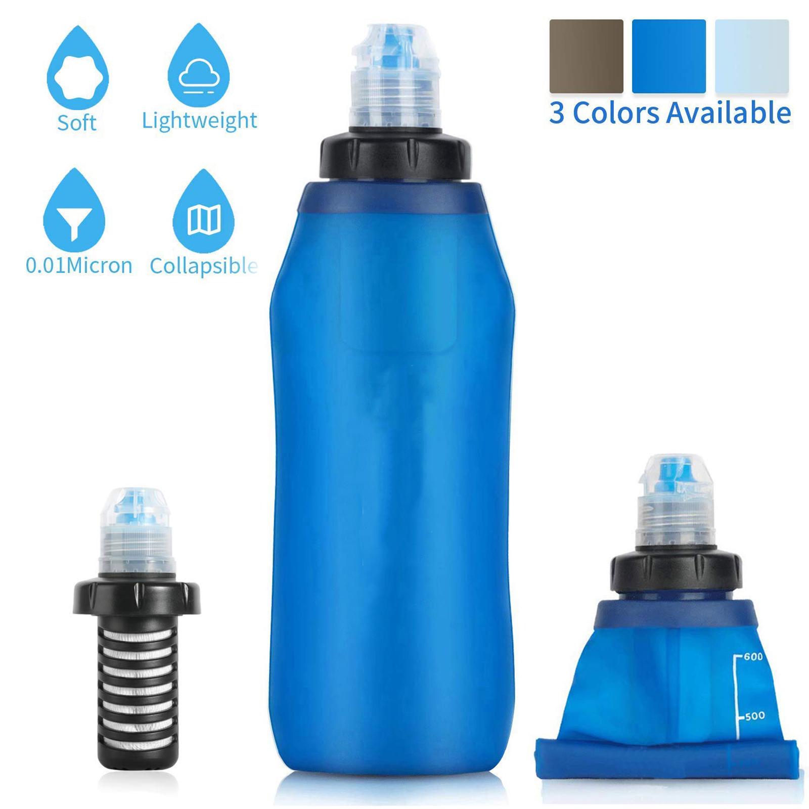 Outdoor Survival Water Bottle with Filter, Compact Water Purifier Bag Filtration System Preparedness