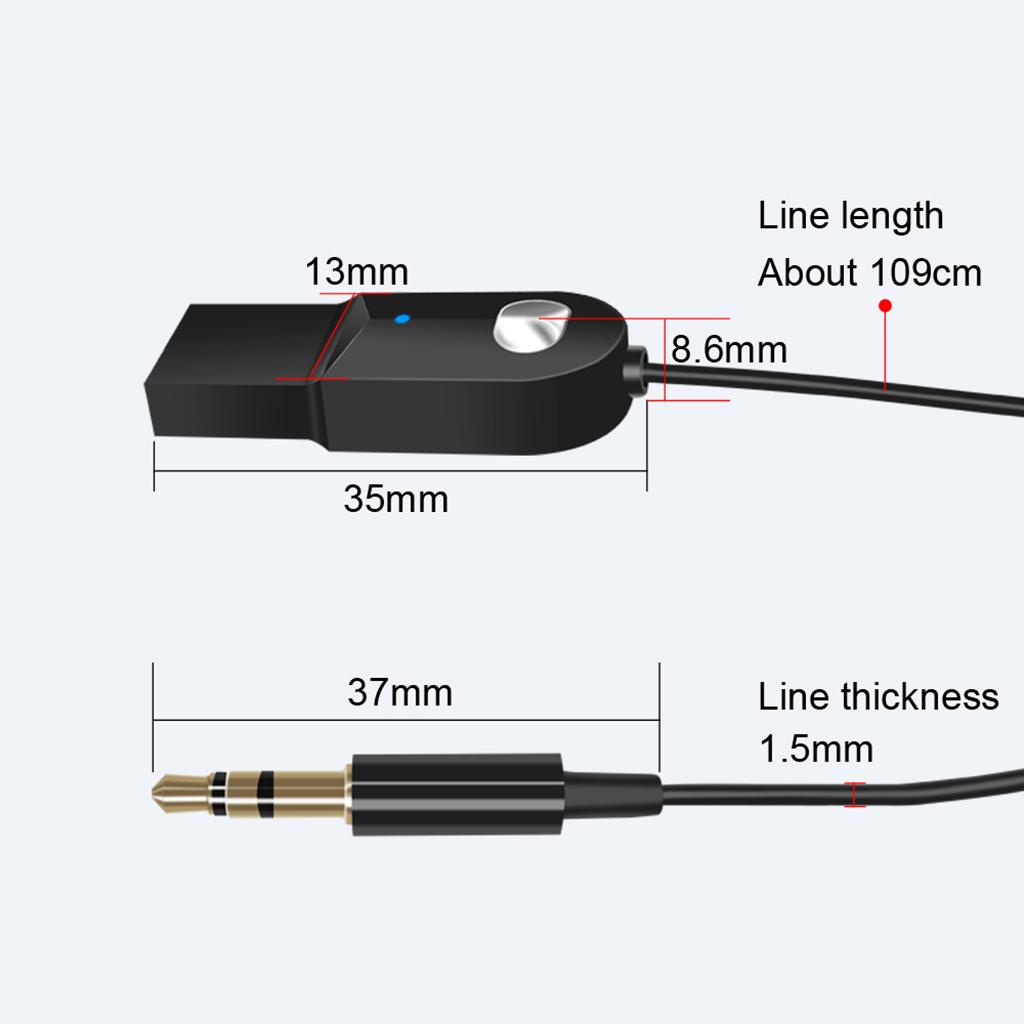 Bluetooth Receiver Car Kit Portable  AUX Adapter 3.5mm Stereo Output Bluetooth 5.0 A2DP for Home Audio Music Streaming Sound System