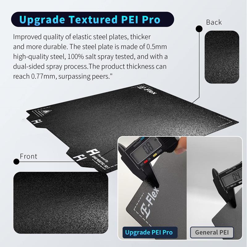 ENERGETIC PEI Build Flexplate120x120/300x300/355x355mm Nâng cấp Tấm thép lò xo PEI Pro có kết cấu hai mặt màu đen cho Voron