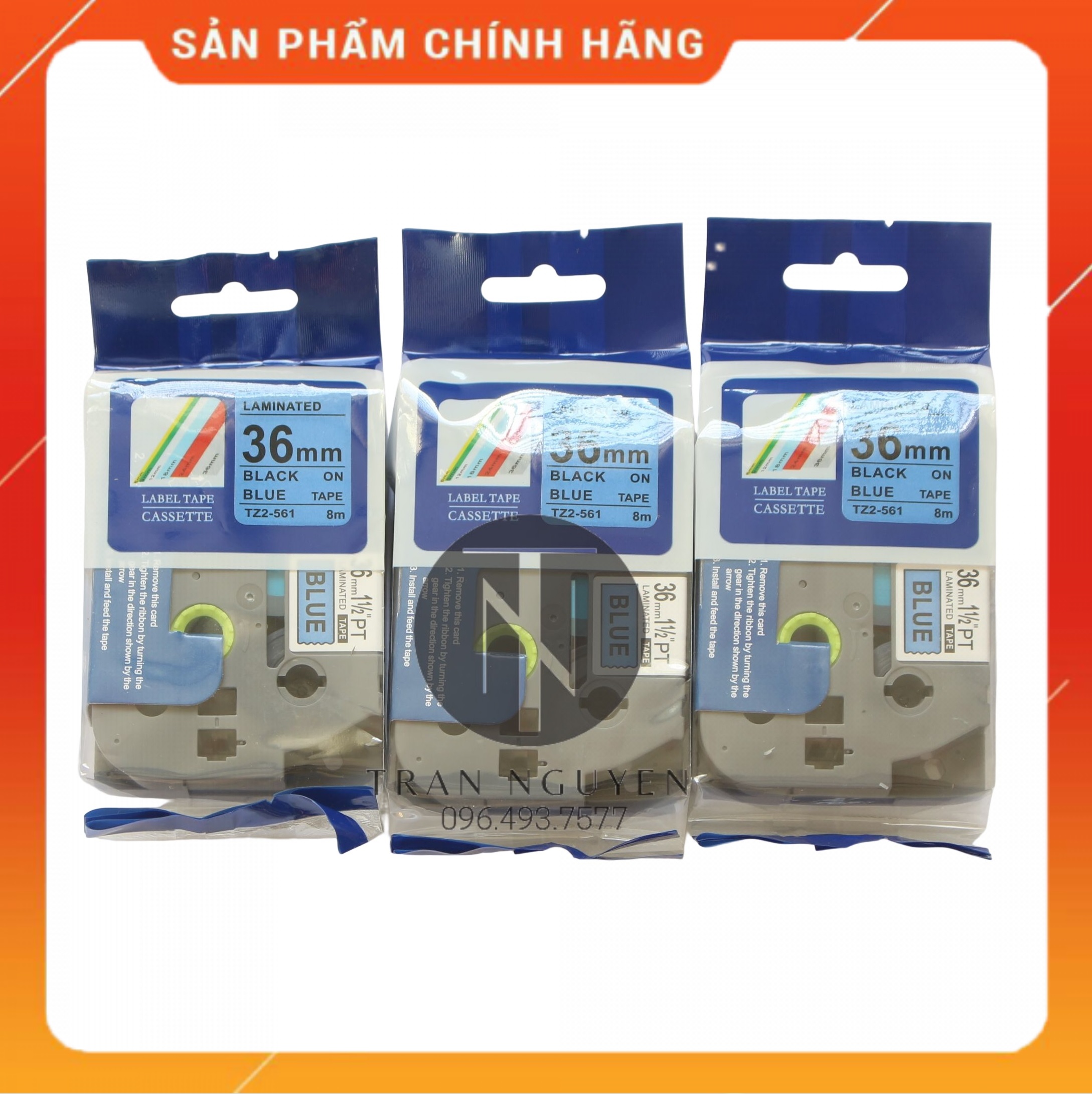 Nhãn In Brother Tz2-561 - Đen nền Dương 36mm x 8m - Hàng nhập khẩu