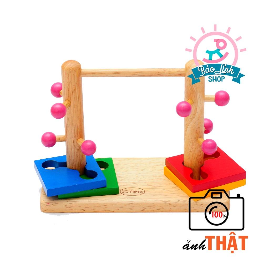 Giáo cụ Montessori 0-3 - Luồn cọc đôi cho bé rèn vận động tinh, tập trung, kiên nhẫn Winwintoys