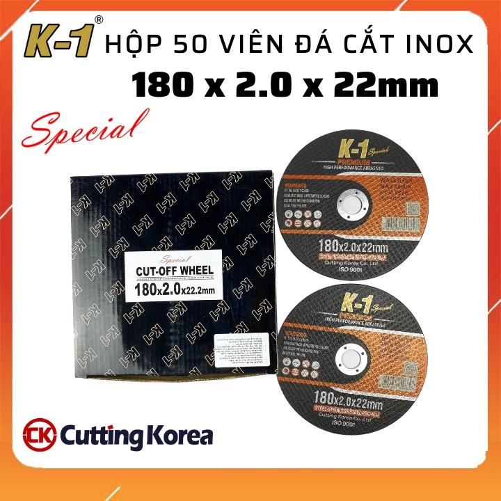 Hộp 50 viên ĐÁ CẮT SẮT INOX Đặc Biệt 180 thương hiệu K-1 | Đĩa cắt sắt 180mm