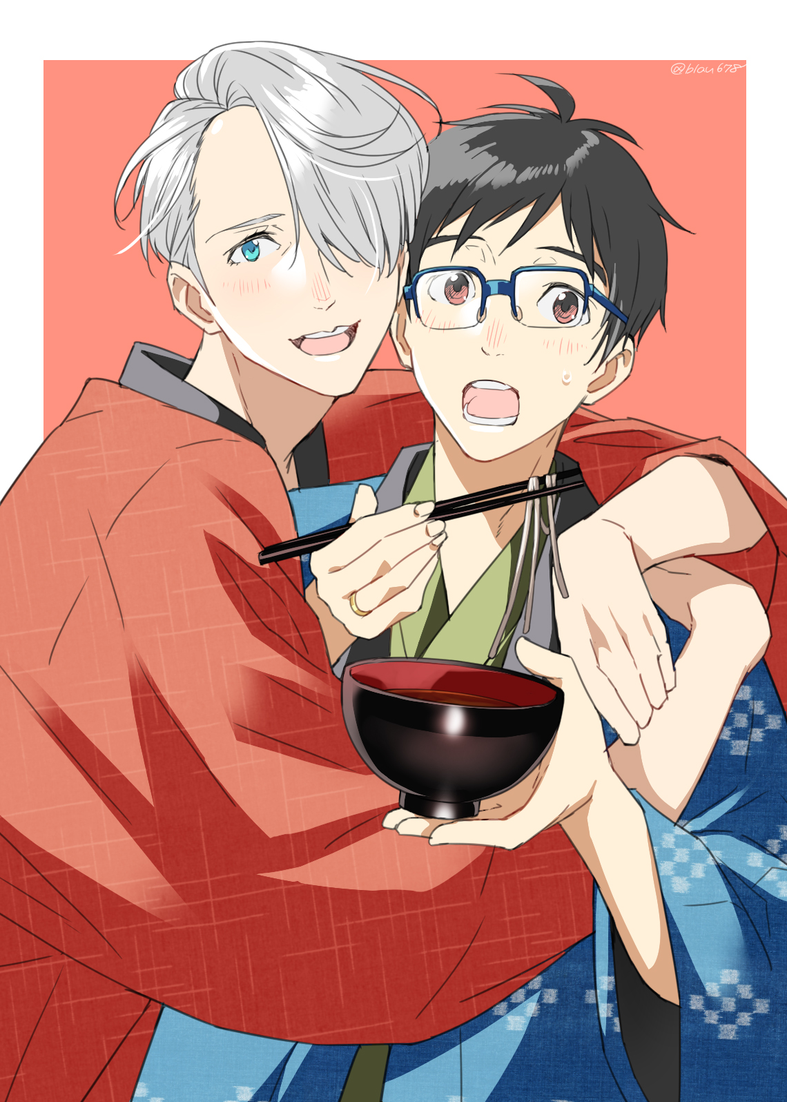 Tranh poster Yuri On Ice khổ A4 sét 3 tấm ngẫu nhiên   - Victuuri