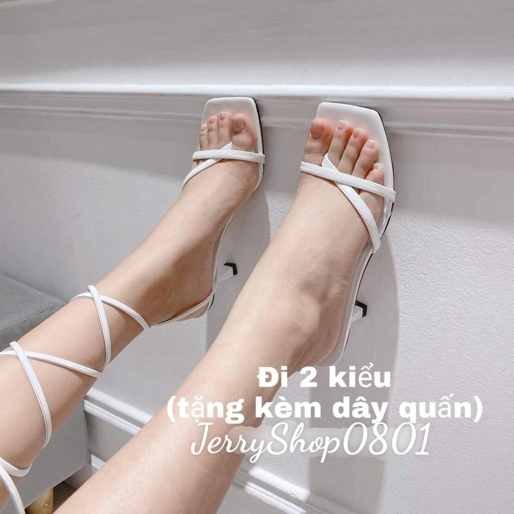 Dép sandal nữ cao gót 7p nữ CHIẾN BINH DÂY CỘT THÁO RỜI 2in1 cá tính 3 màu