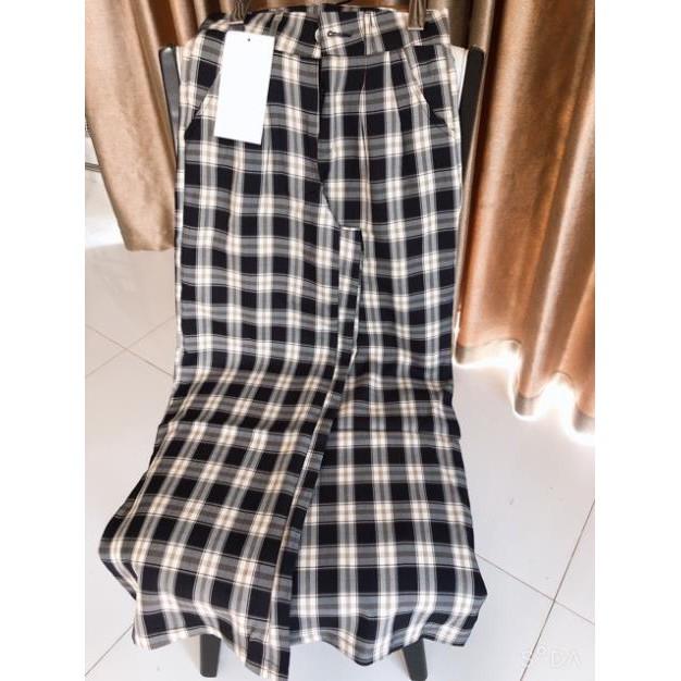 Quần culottes kẻ caro khoá trước nữ tính nhiều màu chọn lựa