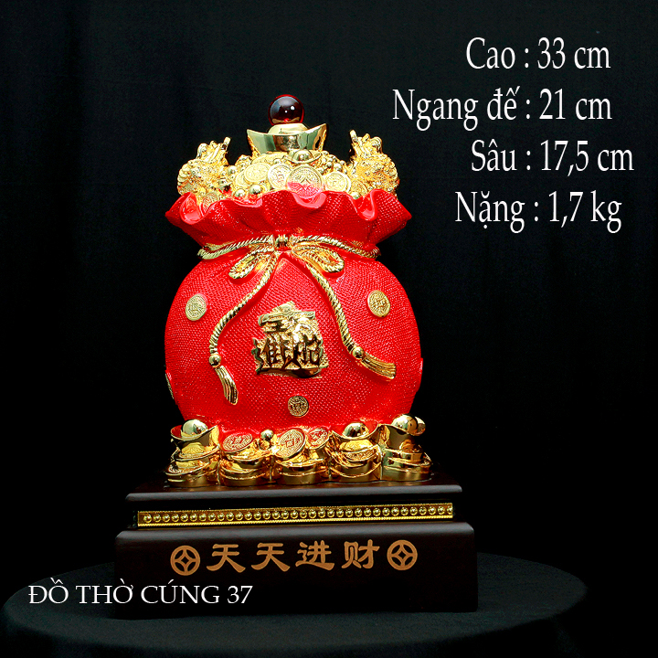 TÚI TIỀN VÀNG KIM BẢO PHONG THỦY CAO 33 CM [ MÀU VÀNG + MÀU ĐỎ ]