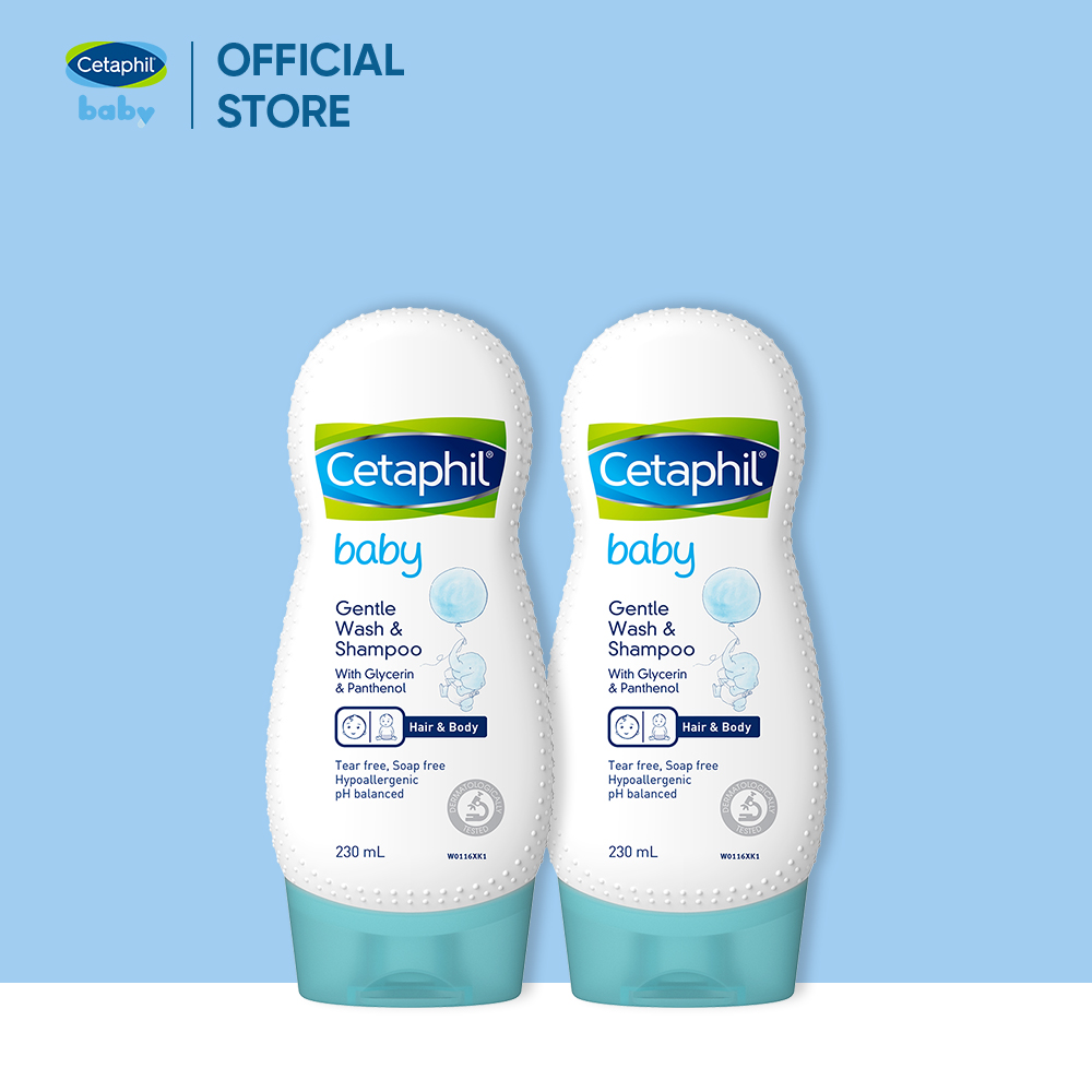 Combo 2 Sữa tắm gội dịu lành cho bé Cetaphil Baby Gentle Wash & Shampoo 230ml/chai