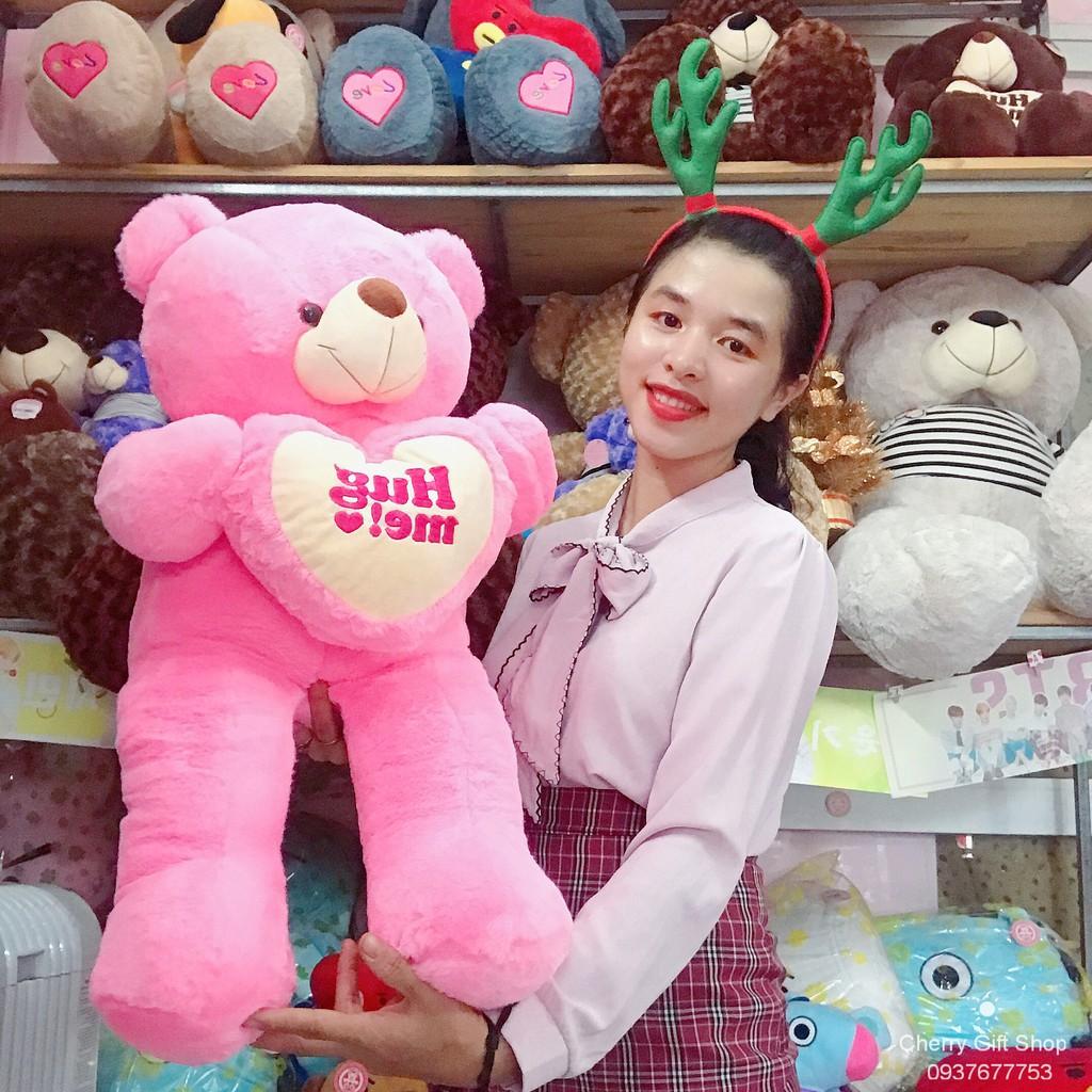 Gấu Bông Teddy Ôm Tim Cao Cấp 90cm Ảnh Shop Chụp