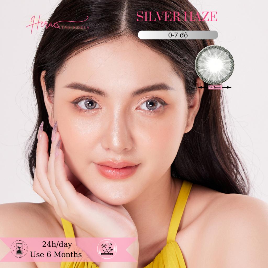 Kính Áp Tròng Hera Xám Bạc Tự Nhiên 0 - 7 Độ SILVER HAZE Nhập Khẩu Hàn Quốc Lens Cận 6 Tháng