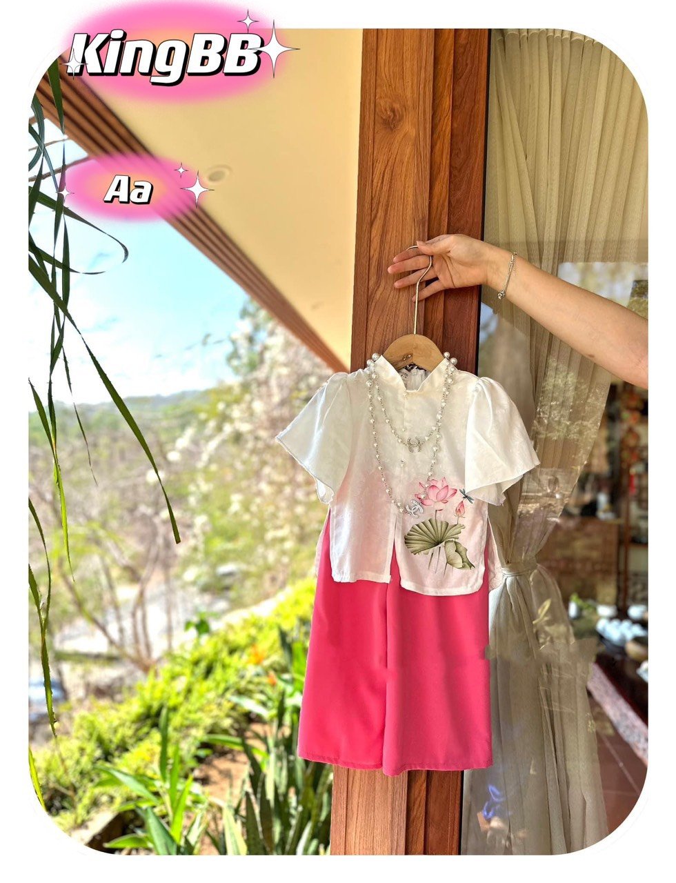 Bộ bà ba cho bé gái đi chơi biểu diễn mẫu hoa đẹp từ 12-40kg chất lụa mềm mát
