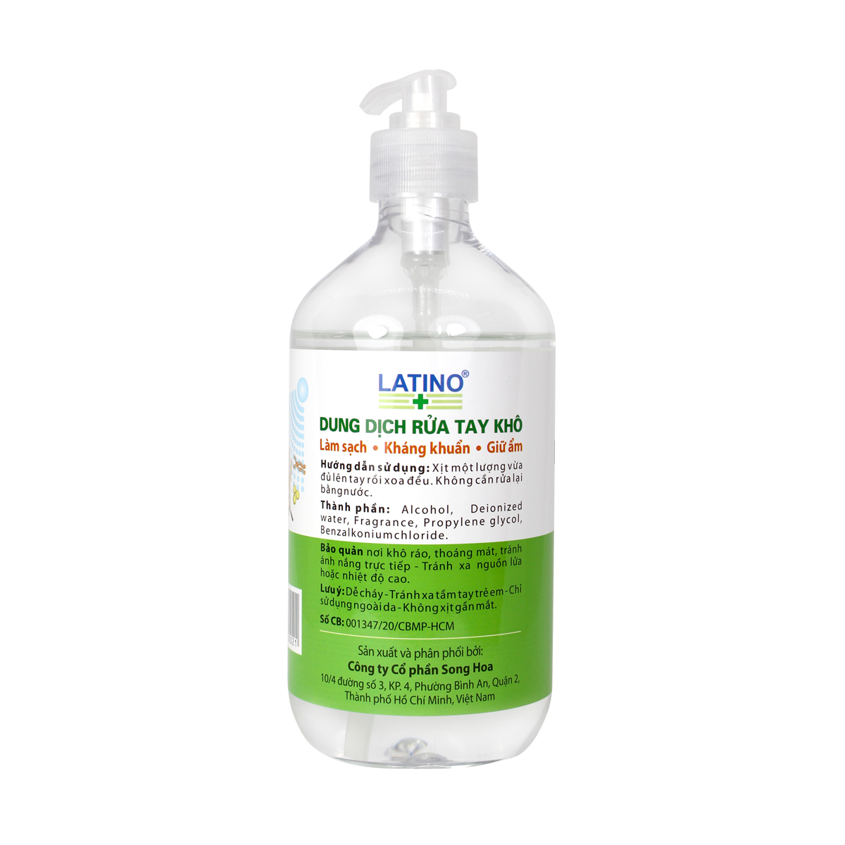 Dung dịch rửa tay khô Latino trà xanh 500ml - Dạng vòi xịt