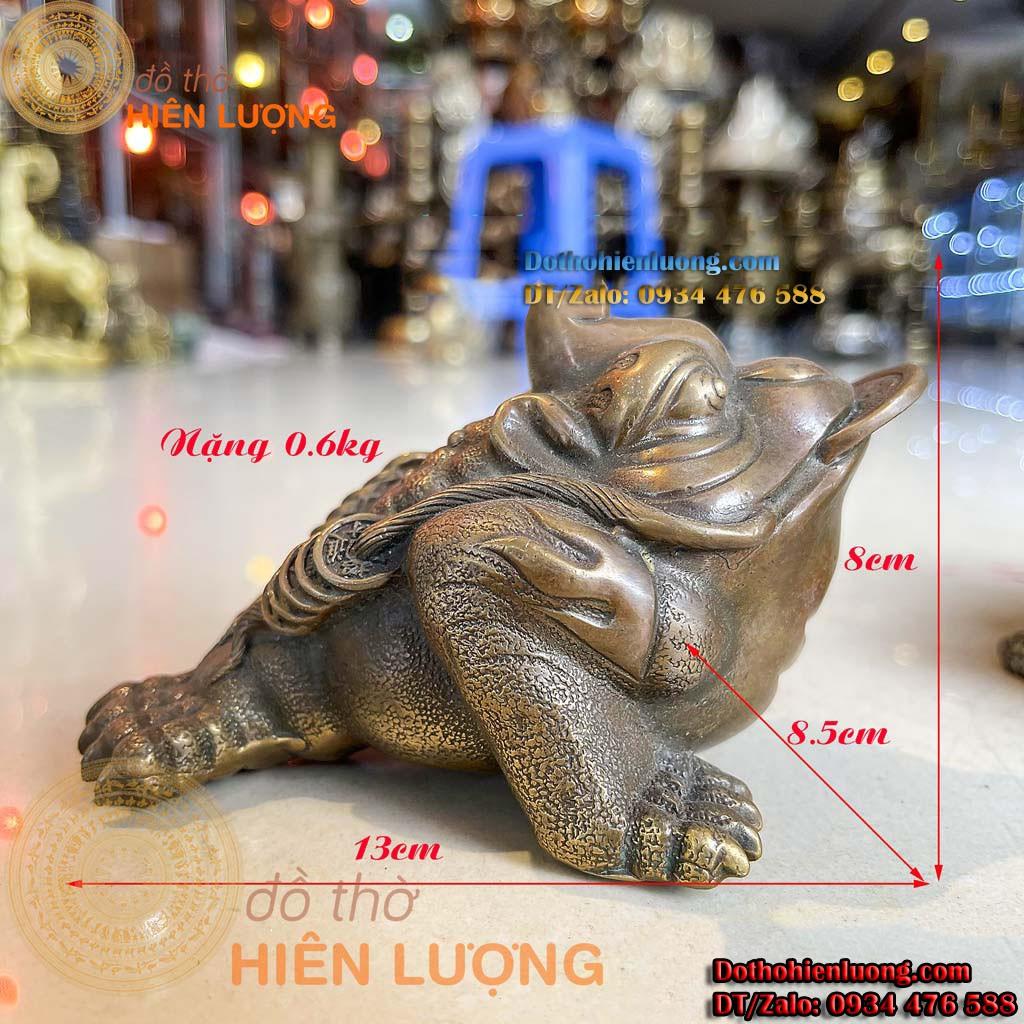 Tượng Cóc 3 Chân Ngậm Tiền - Thiềm Thư Bằng Đồng Màu Xanh Giả Cổ Các Cỡ