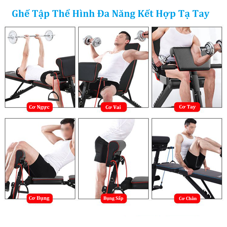 Ghế Tập Cơ Bụng Đa Năng - Ghế Ngồi Tập Tạ, Có Bệ Đõ Tay + Khung Thép Chịu Lực Cao