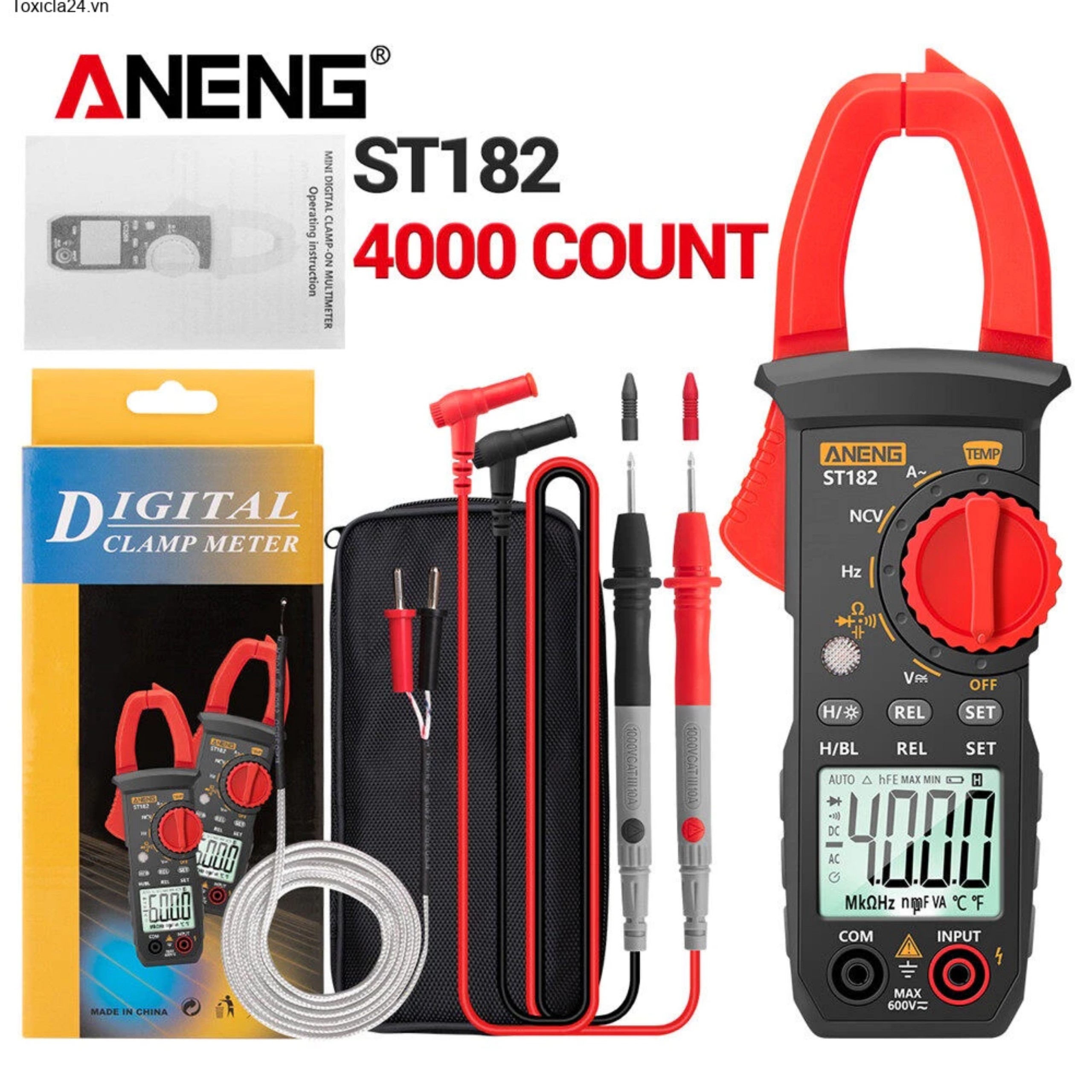 Đồng hồ đo kẹp kỹ thuật số ANENG ST182 4000 True RMS - Đo đa năng, chính xác cao