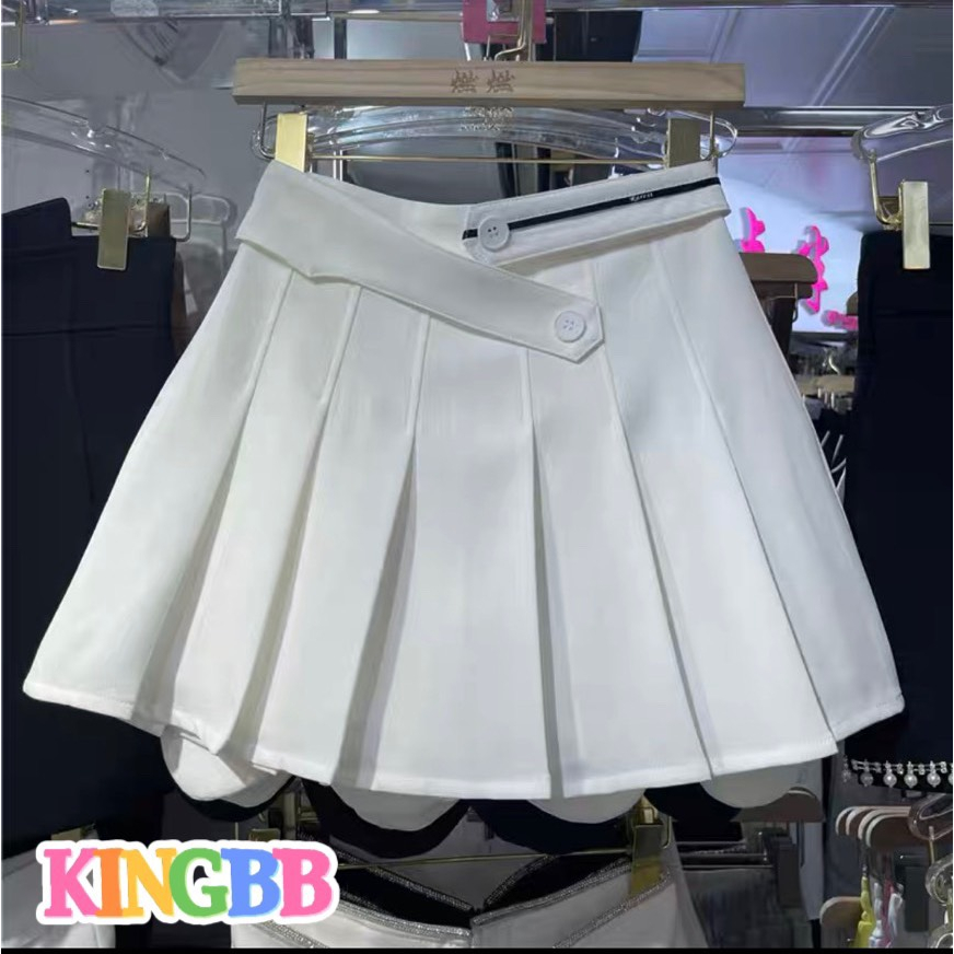 Chân váy xếp ly cho bé gái màu trắng phối đồ phong cách Hàn Quốc size 12-55kg (kèm chip)