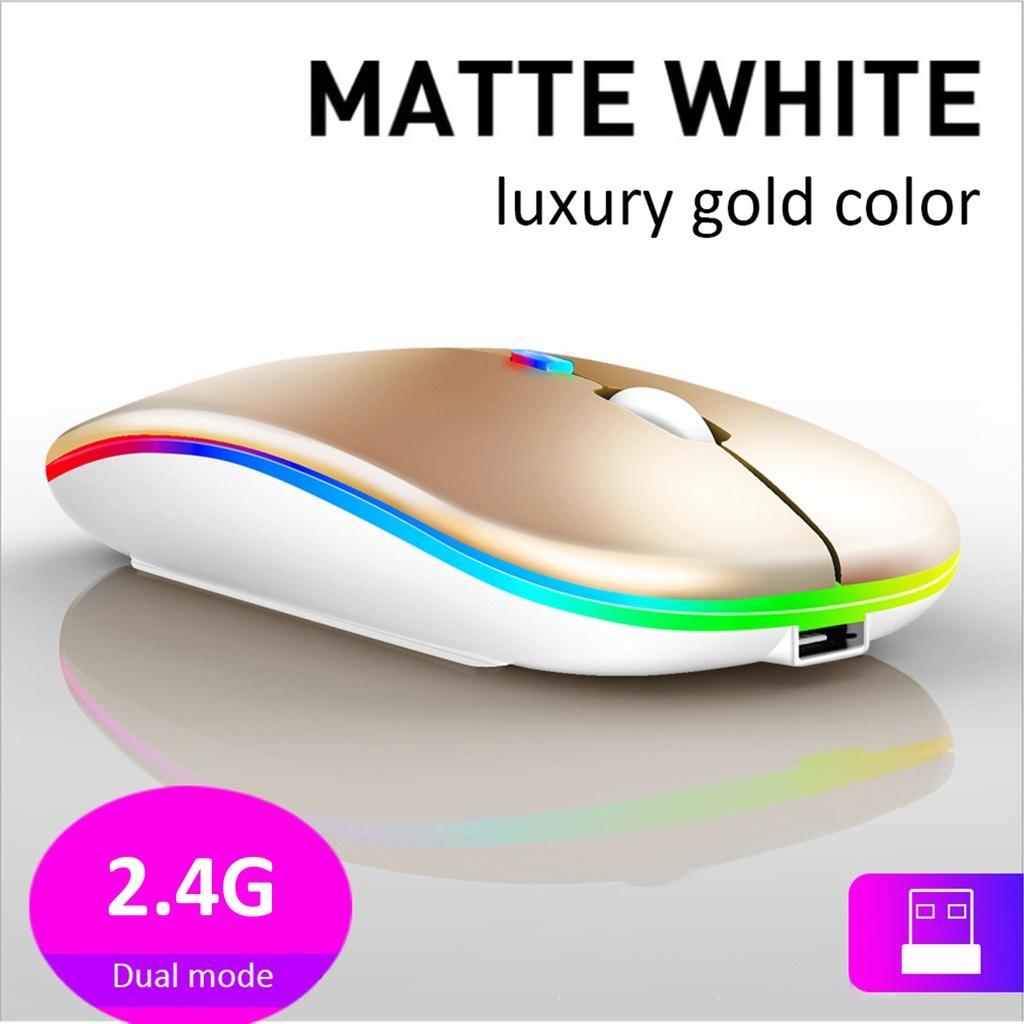 Chuột Bluetooth Không Dây Usb Sạc Rgb Cho Laptop Macbook Chơi Game Game Thủ 2.4Ghz 1600Dpi