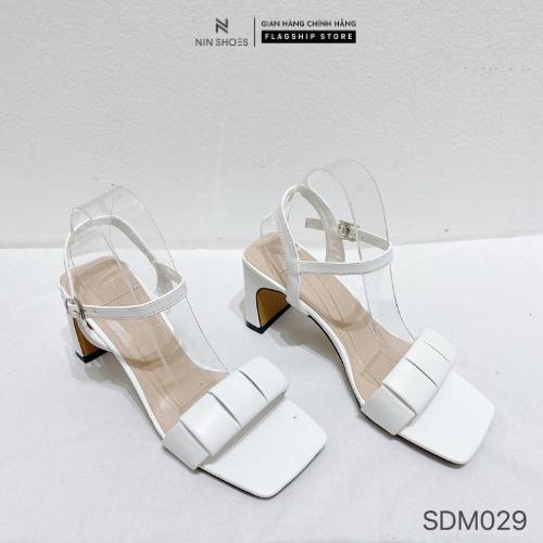 Giày Sandal nữ Ninshoes - Sandal mũi vuông quai ô bản to gót vuông 5p