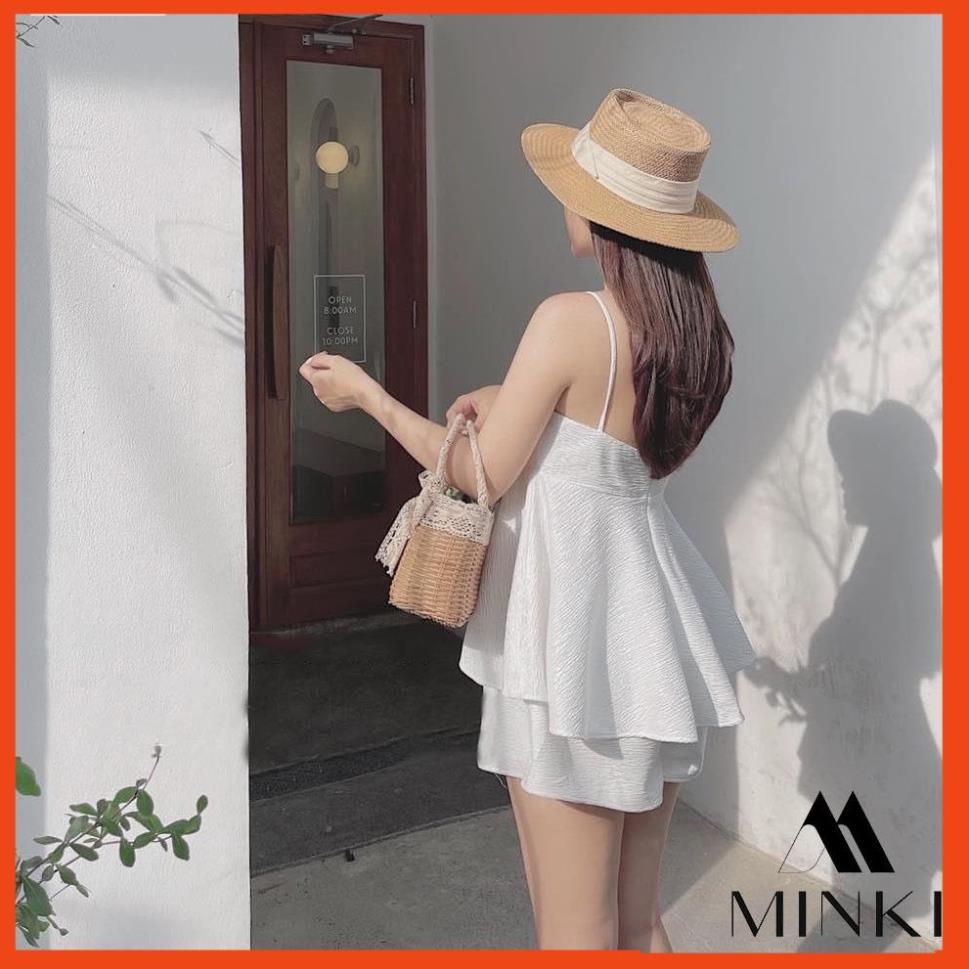 SET ÁO HAI DÂY PEPLUM VÀ QUẦN ĐÙI- CHẤT LIỆU CHIFON NHẬP KHẨU - MÀU TRẮNG SANG TRỌNG _HOT