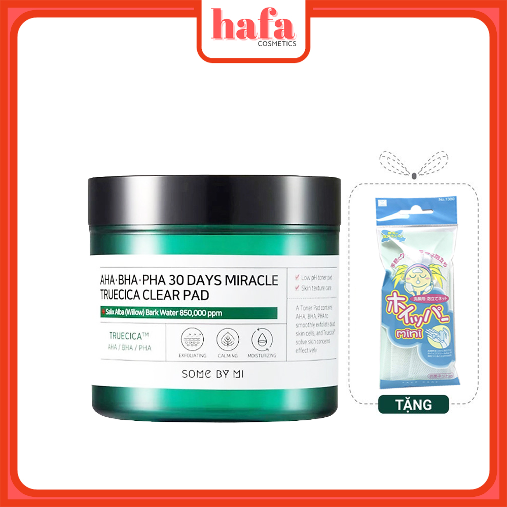 Miếng Tẩy Tế Bào Chết, Làm Dịu Da Mụn Some By Mi AHA-BHA-PHA 30 Days Miracle Truecica Clear Pad (70 miếng) + Tặng Kèm 1 Túi Lưới Rửa Mặt Tạo Bọt