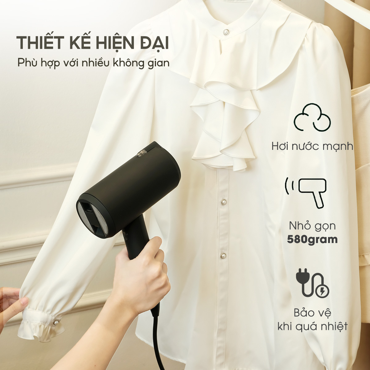 Bàn ủi hơi nước cầm tay Lebenlang LBL3089, bàn là 1200W, 140ml, gấp gọn tiện lợi, tặng kèm túi đựng, bảo hành 2 năm - hàng chính hãng