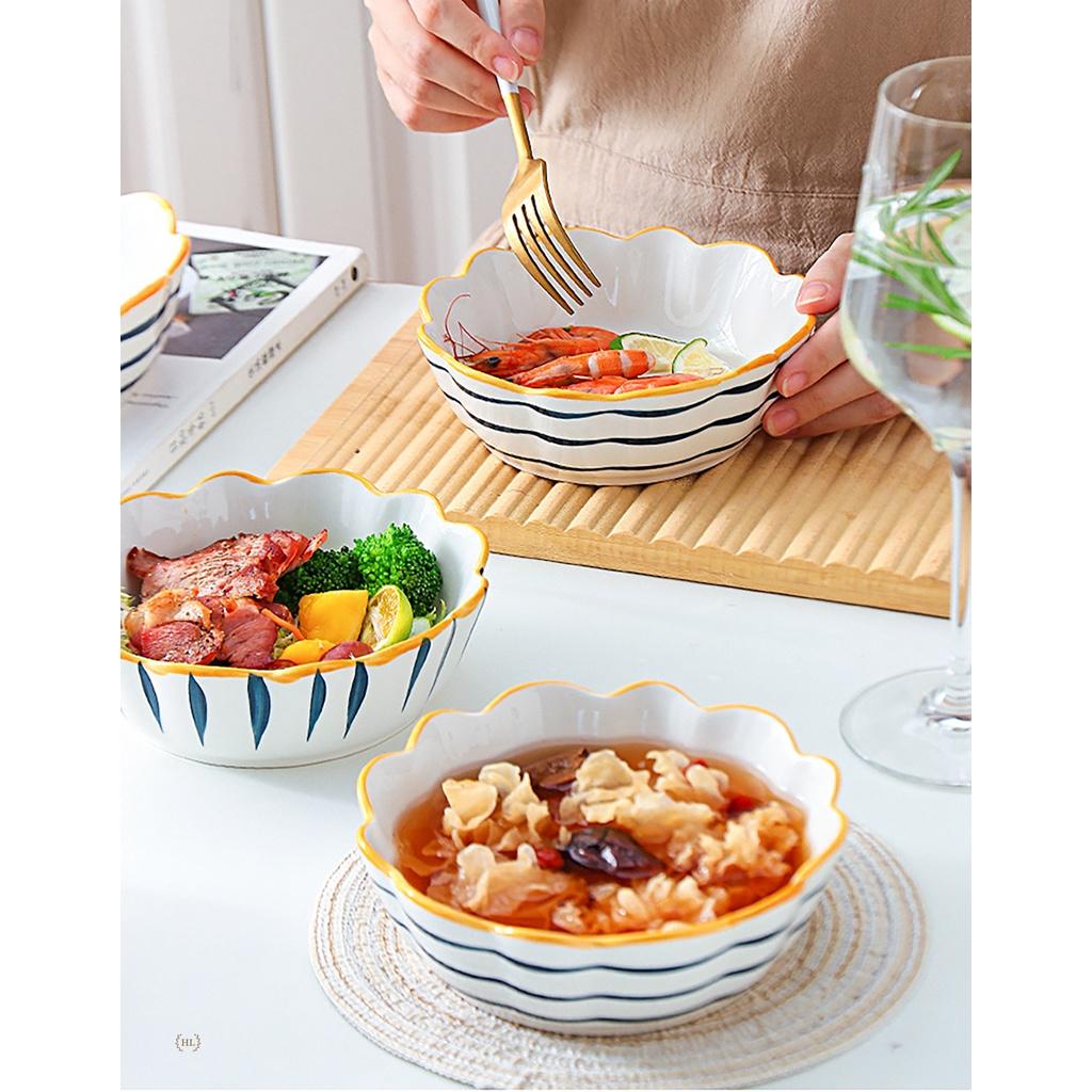 Bát Tô Nhật | BÁT SỨ PHONG CÁCH NORDIC NHẬT BẢN | TÔ SỨ HOA VÂN KẺ_VÂN SÓNG CHUYÊN DỤNG ĂN SALAT - SỮA CHUA
