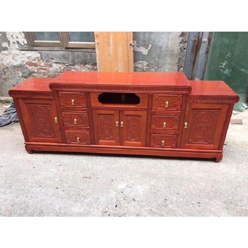 kệ tivi mõ lồi gỗ xoan đào kt 2m2