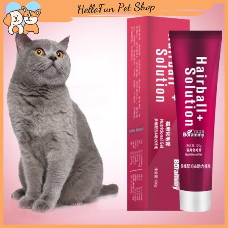 Gel dinh dưỡng cho mèo Hairball Solution giúp tiêu búi lông, dưỡng lông mềm mượt 120g
