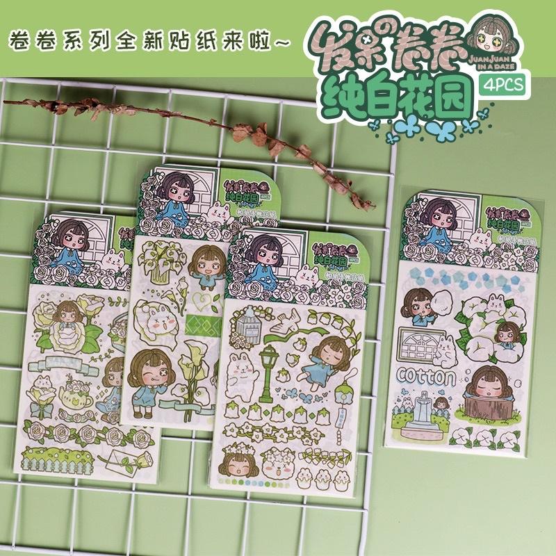 Set 4 tờ stickers nhiều chủ đề dễ thương xinh xắn