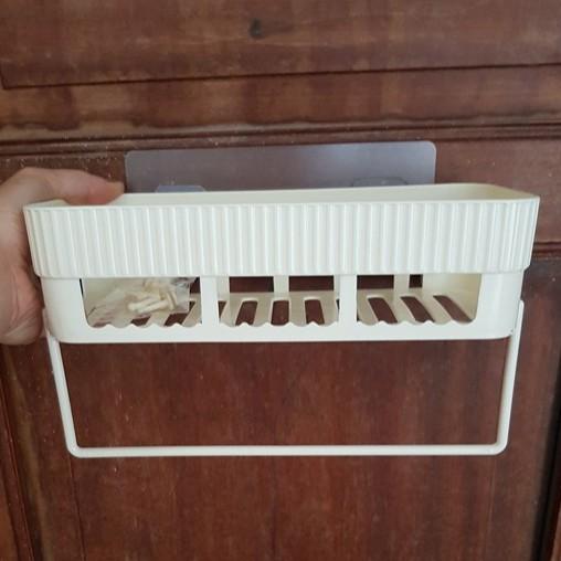 KỆ ĐỂ ĐỒ PHÒNG TẮM HÌNH CHƯ NHẬT KÈM THANH TREO KHĂN TIỆN DỤNG