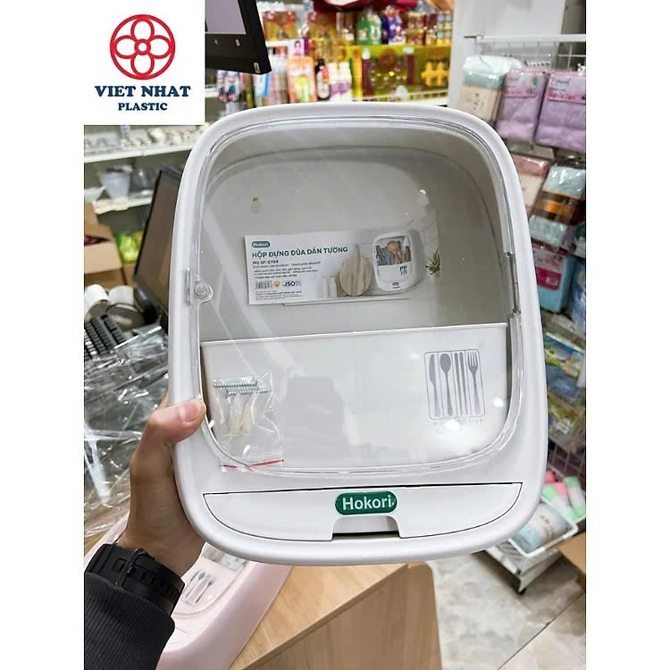 Hộp Đựng Đũa Thìa Dán Tường Bốn Ngăn Tiện Dụng Có Nắp Đậy, Dán Tường Siêu Chắc Chắn - Hàng Việt Nam - Giao Mầu Ngẫu Nhiên