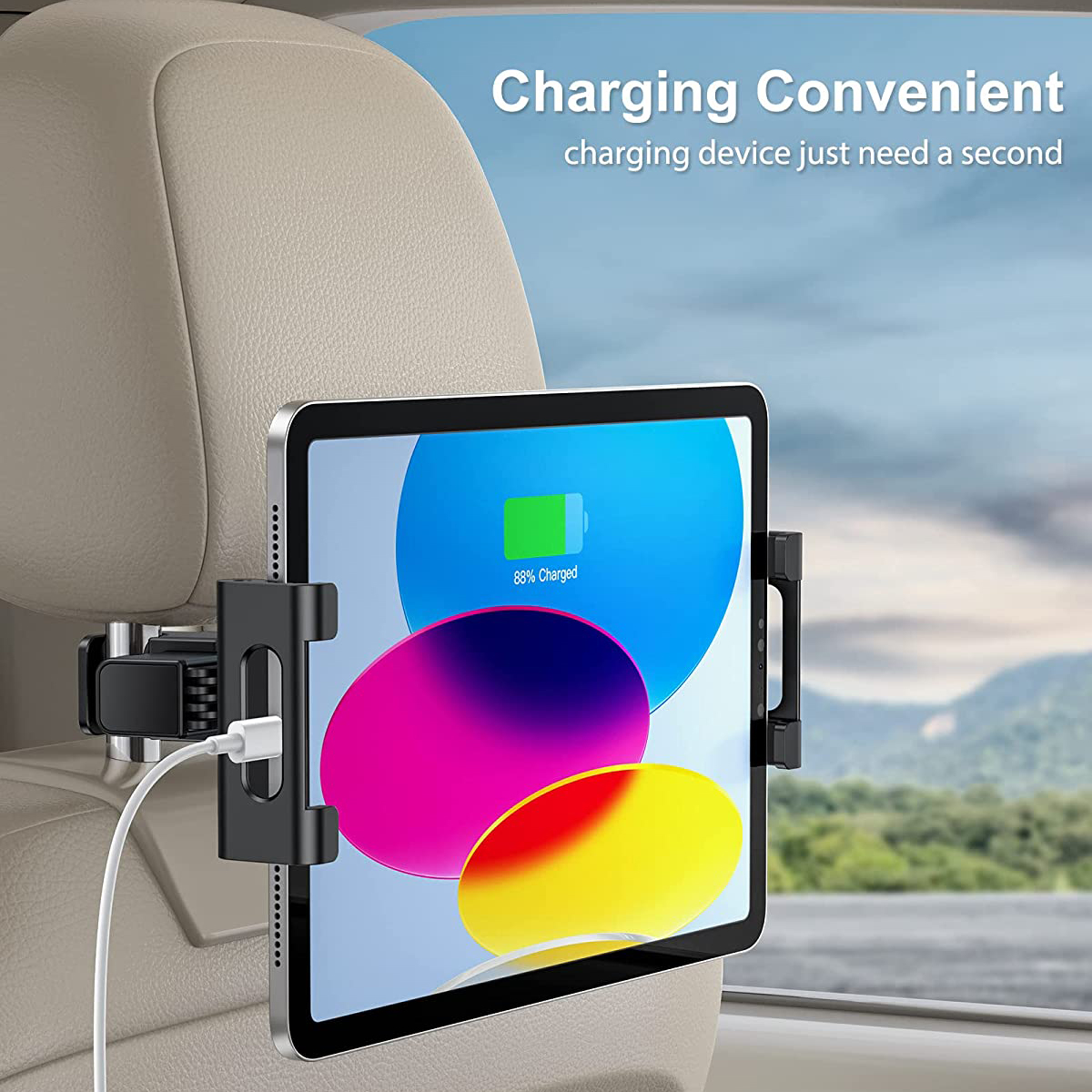 Giá đỡ cho iPad / Table / máy tính bảng Xoay 360 thu gọn lắp ghế sau dùng cho ô tô xe hơi hiệu Rock Universal Table backseat holder phù hợp nhiều dòng xe, dùng cho máy 6.5 inch đến 12.9 inch - Hàng nhập khẩu