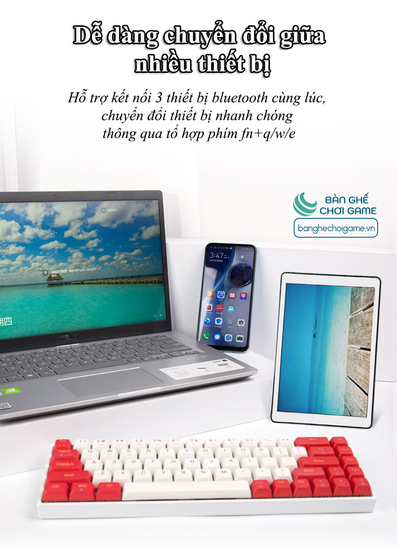 Bàn phím cơ không dây Bluetooth Newmen GM680 Jungle Hot Swap Outemu Switch - Hàng chính hãng