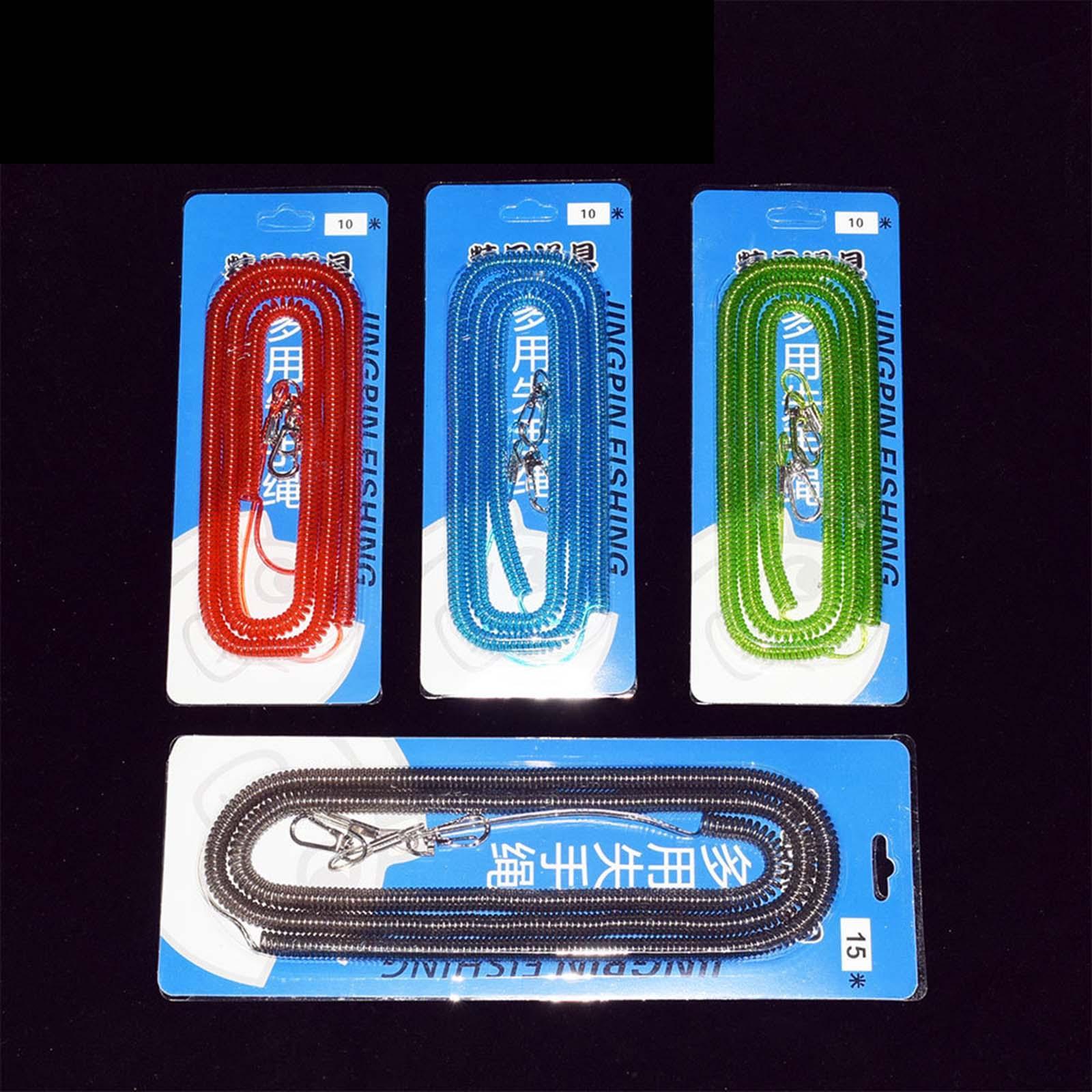 Retractable Fishing Coiled Lanyard Steel Wire Extension Tether Cord Flexible