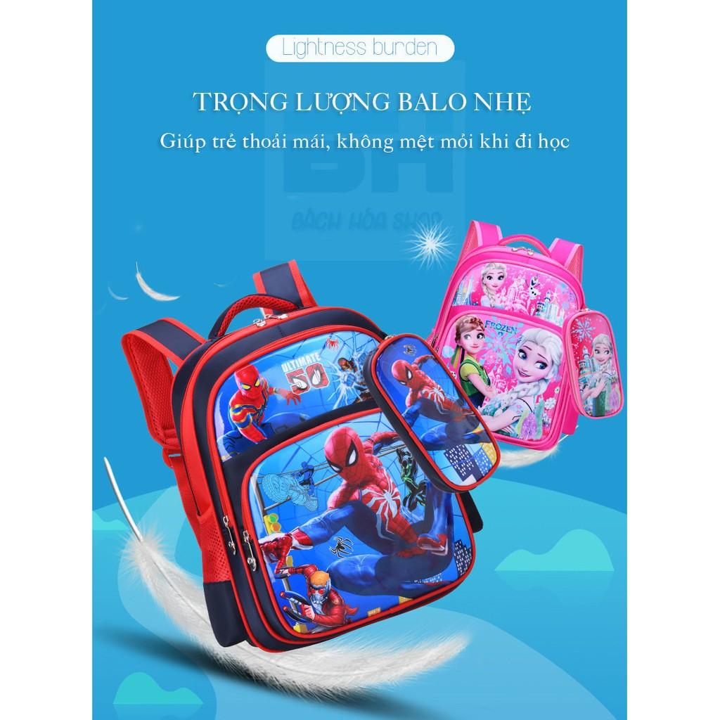 Tặng kèm hộp bút - Balo mẫu giáo, học sinh tiểu học, hoạt hình 3D - Chất liệu chống thấm