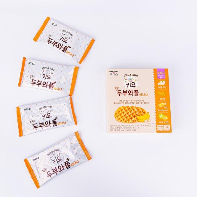 Bánh Waffles ăn dặm đậu hũ non Ildong Hàn Quốc vị Chuối dành cho bé từ 7M+ (Date 8/2022)