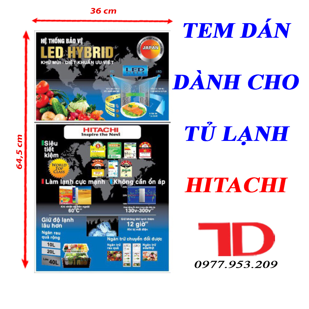 Tem dán dành cho tủ lạnh HITACHI