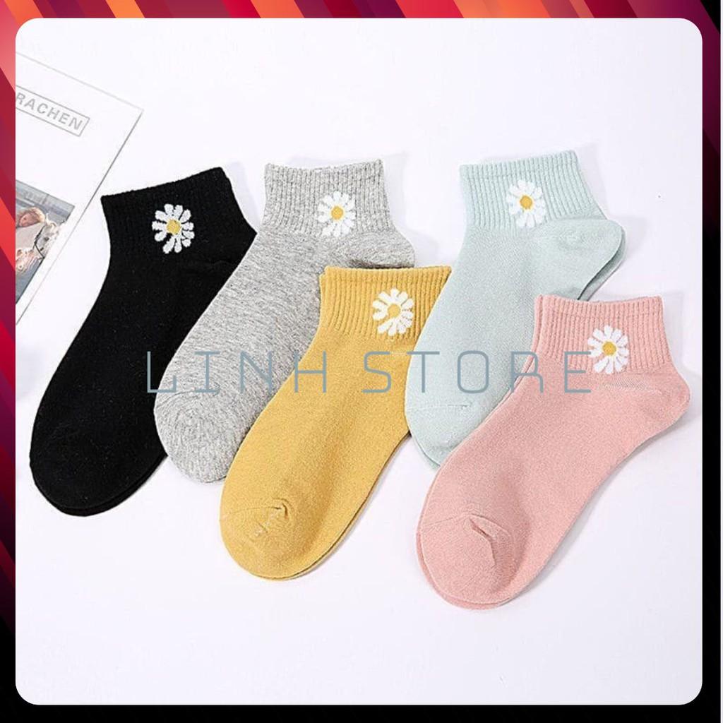 TẤT HOA CÚC SALE VỚ CỔ NGẮN HÀN QUỐC DÊ THƯƠNG 100% COTTON SIÊU ÊM NHẸ CO DÃN 4 CHIỀU HỌA TIẾT CÚC HỌA MI